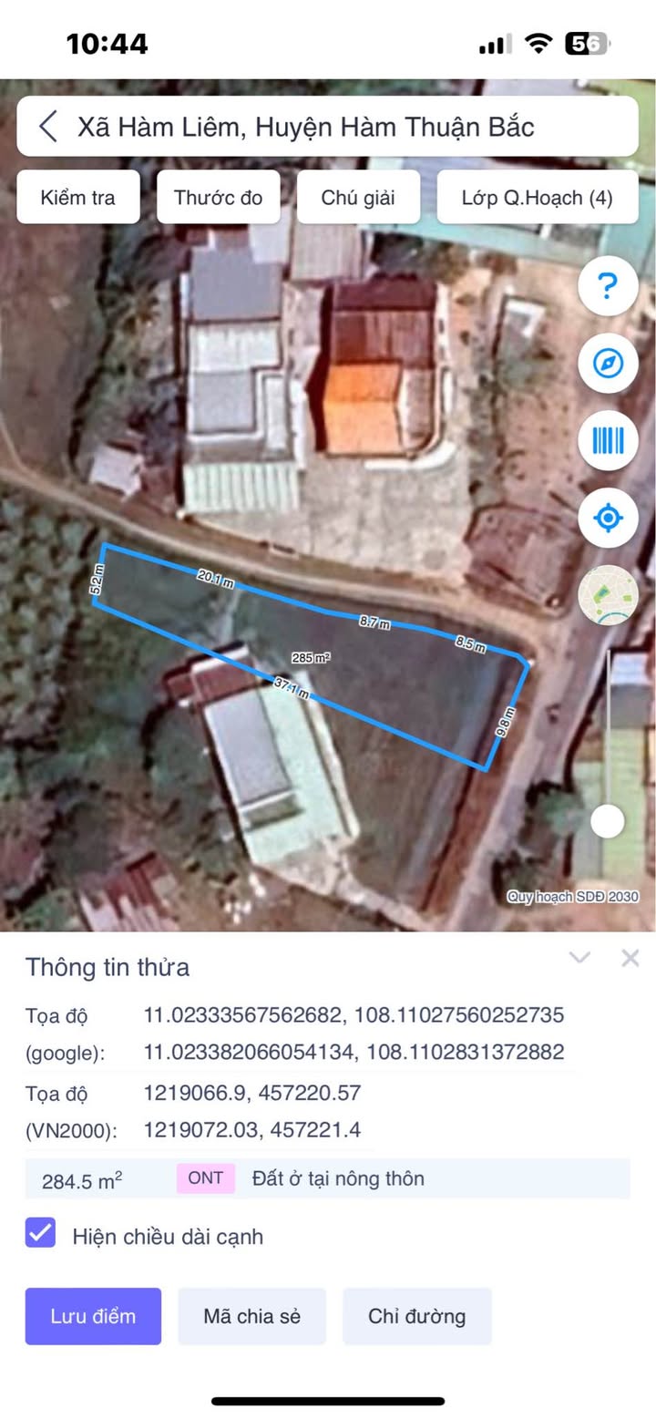 Đất mặt tiền nhựa xã Hàm Chính 284m² giá 800 triệu - Đầu tư sinh lời ngay!