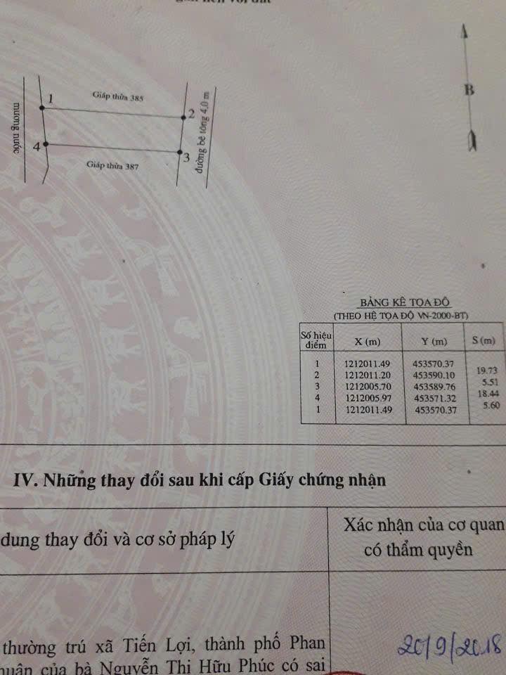 Đất thổ cư mặt tiền bê tông 4m xã Phong Nẫm, Phan Thiết, 105m² - Giá 630 triệu, sổ đỏ chính chủ!