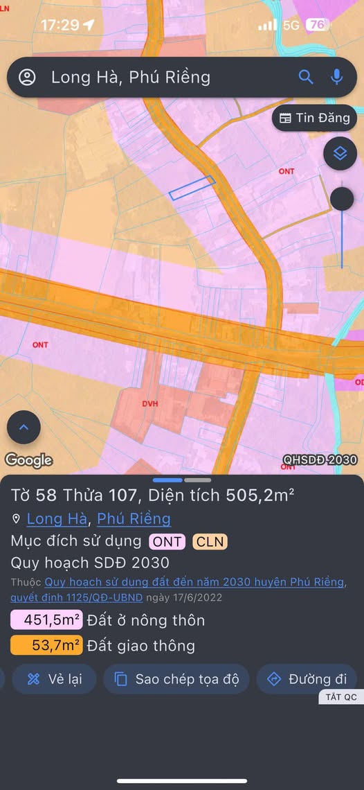 Đất thổ cư Long Hà, Phú Riềng 520m² giá 950 triệu - Cơ hội đầu tư hấp dẫn!