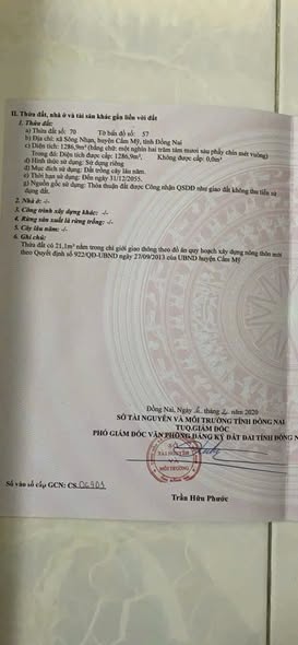 Đất đẹp tại Sông Nhạn, Cẩm Mỹ, Đồng Nai 1.286,9m² giá 5,5 tỷ - Tiềm năng đầu tư lớn!