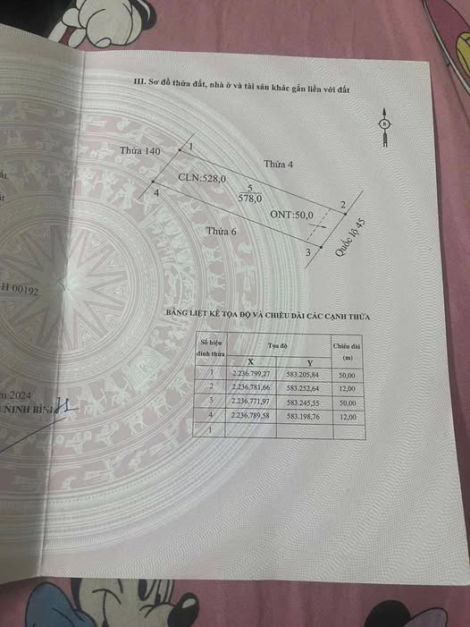 Đất thổ cư Phú Long, Nho Quan 578m² - Mặt tiền Quốc lộ 45, Giá tốt đầu tư!