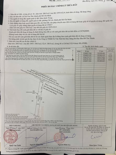 Đất nền xã Trừ Văn Thố, Bàu Bàng 2907m² giá 800 triệu - Cơ hội đầu tư tuyệt vời!