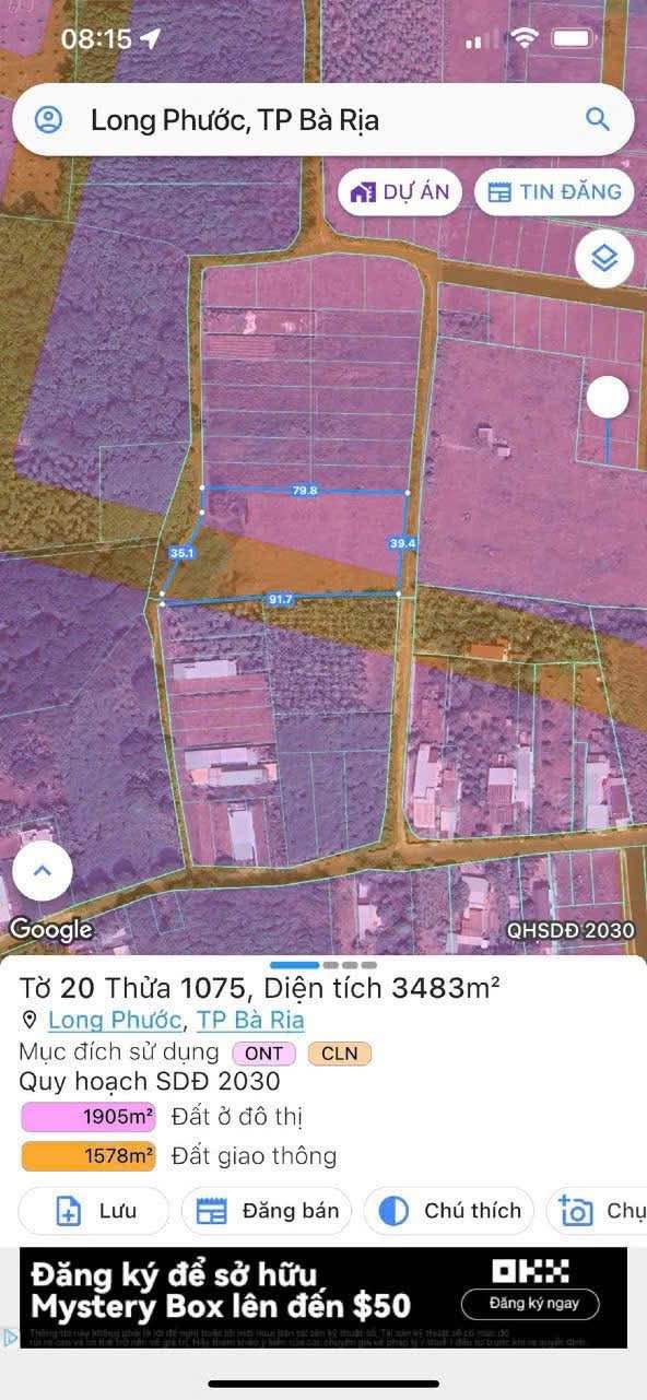 Đất nền Long Phước Bà Rịa 3.438m² giá 8.5 tỷ - Đầu tư sinh lời ngay!