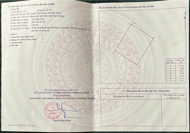 Đất thổ cư 110m² tại Thị Trấn Chờ, Yên Phong, 2.5 tỷ - Đầu tư sinh lời cao!