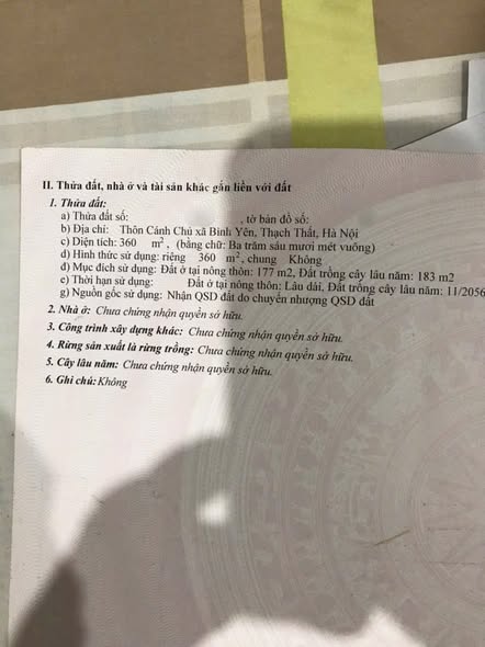 Đất thổ cư 177m² tại Cánh Chủ, Thạch Thất, Hà Nội - Giá thỏa thuận hấp dẫn!