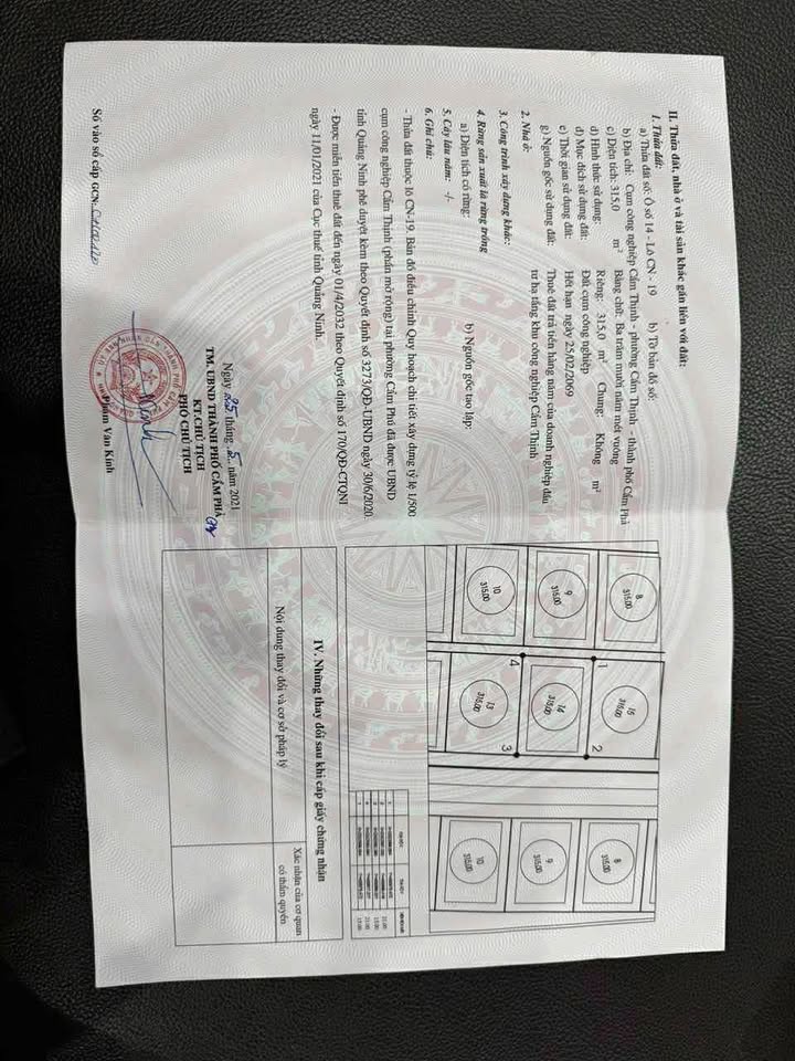 Đất nền cụm công nghiệp Cẩm Thịnh, Cẩm Phả 315m² giá 1.15 tỷ - Đầu tư sinh lời ngay!