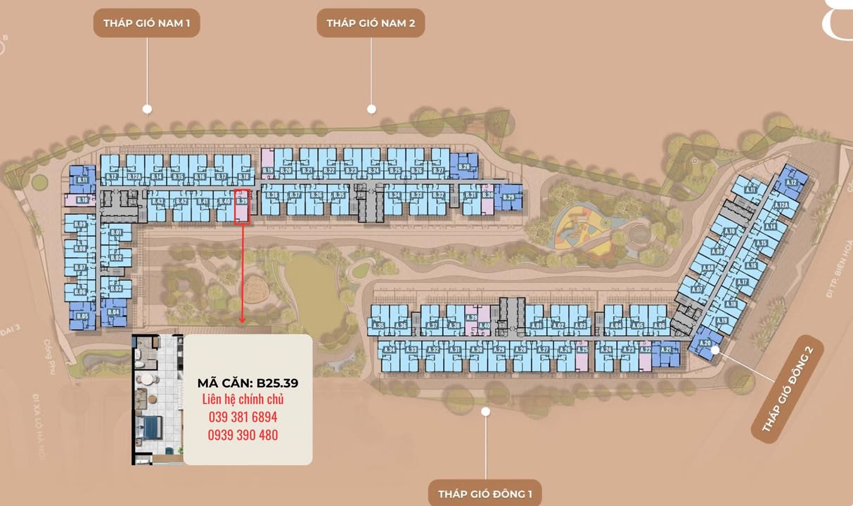 Căn hộ Studio Tháp GIÓ NAM 1, Bình Dương 41m² giá chỉ 1.9 tỷ - Cơ hội đầu tư hấp dẫn!