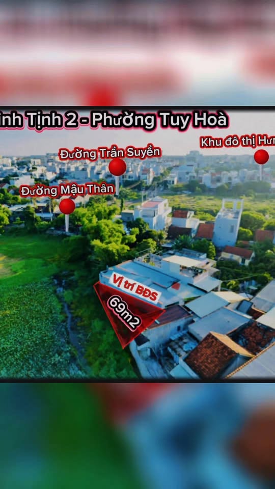Đất thổ cư Hẻm Mậu Thân, Tuy Hòa 69m² chỉ 600 triệu - Sổ hồng riêng, xây nhà ngay!
