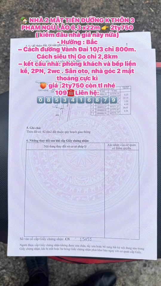 Nhà 2 mặt tiền Phạm Ngũ Lão, Buôn Ma Thuột 138.6m² giá 2.75 tỷ - Cơ hội đầu tư hiếm có!
