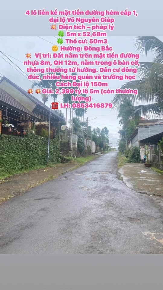 Đất liền kề đường Võ Nguyên Giáp, 263m², giá 2.399 tỷ - Cơ hội đầu tư tuyệt vời!