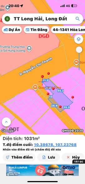 Mặt bằng KDL Biển Long Hải 1035m² giá 34 triệu/m² - Vị trí đắc địa, gần biển!