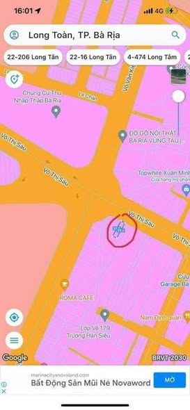 Đất nền mặt tiền Võ Thị Sáu, phường Long Tâm, Bà Rịa 138m² giá 5.6 tỷ - Đầu tư sinh lời ngay!