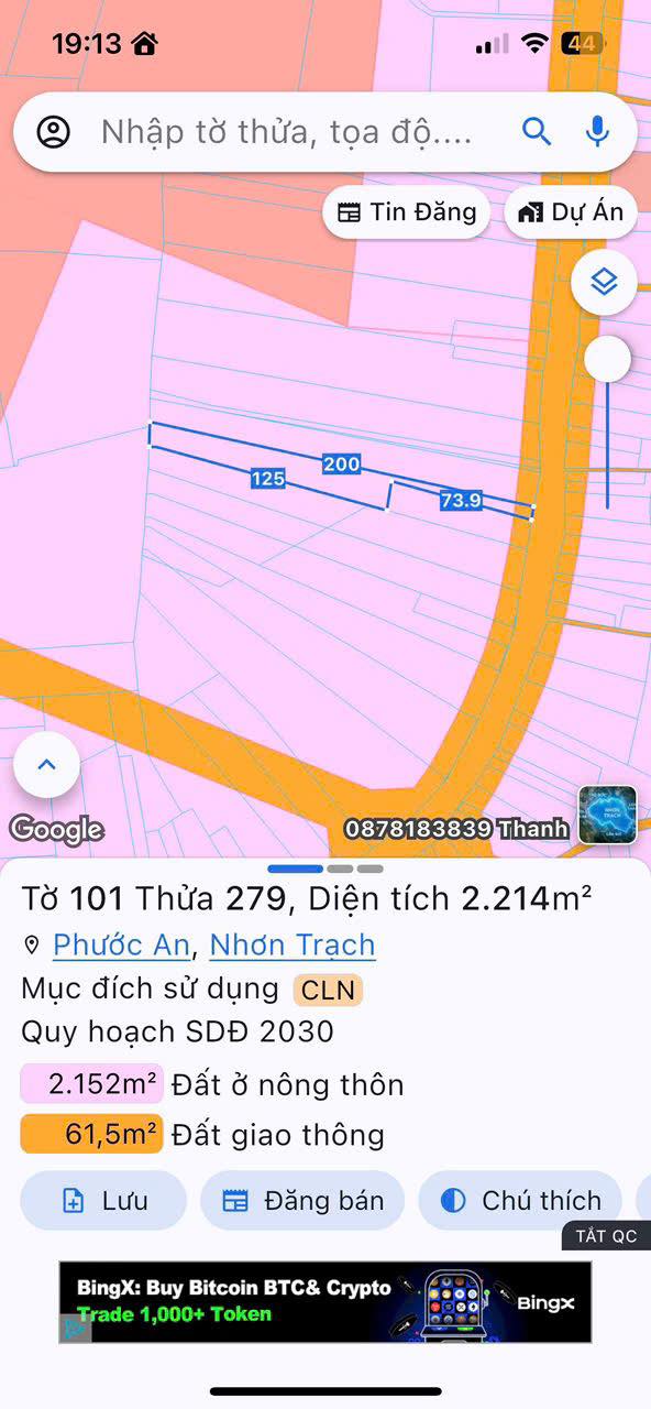 Đất mặt tiền Hùng Vương, xã Phước An, 2214m² giá 6.42 tỷ - Sổ hồng chính chủ!