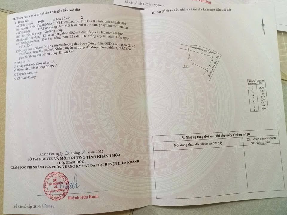 Đất nền Diên Lạc, Diên Khánh 128m² giá 1.23 tỷ - Lô góc 2 mặt đường thuận lợi!