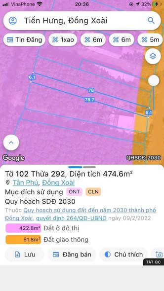Đất nền Ấp 6 Tiến Hưng 468m² giá 1.55 tỷ - Cơ hội đầu tư sinh lời!