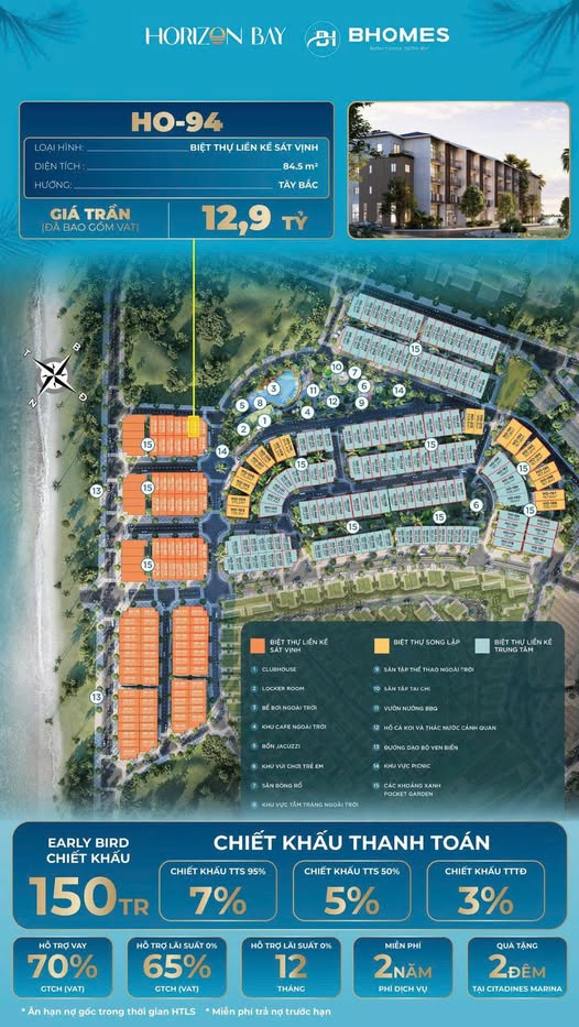 Biệt thự liền kề Horizon Bay Hạ Long 84m² giá 12.9 tỷ - Sát vịnh, đầu tư sinh lời!