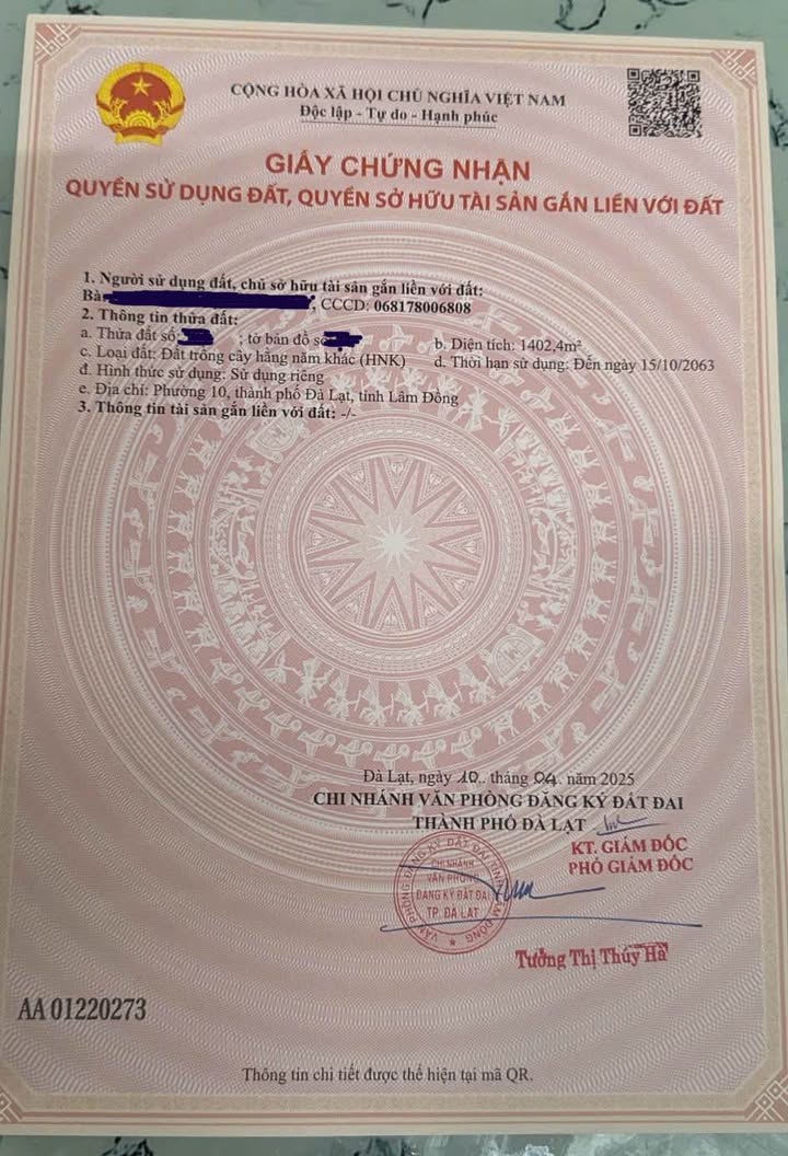 Đất nền có nhà tại P10 Đà Lạt 1402m² giá 4.9 tỷ - Sổ riêng, vị trí đẹp!