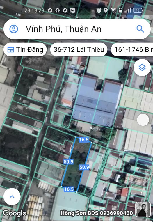 Đất nền Vĩnh Phú, Thuận An 835m² chỉ 23.39 tỷ - Cơ hội đầu tư tuyệt vời!