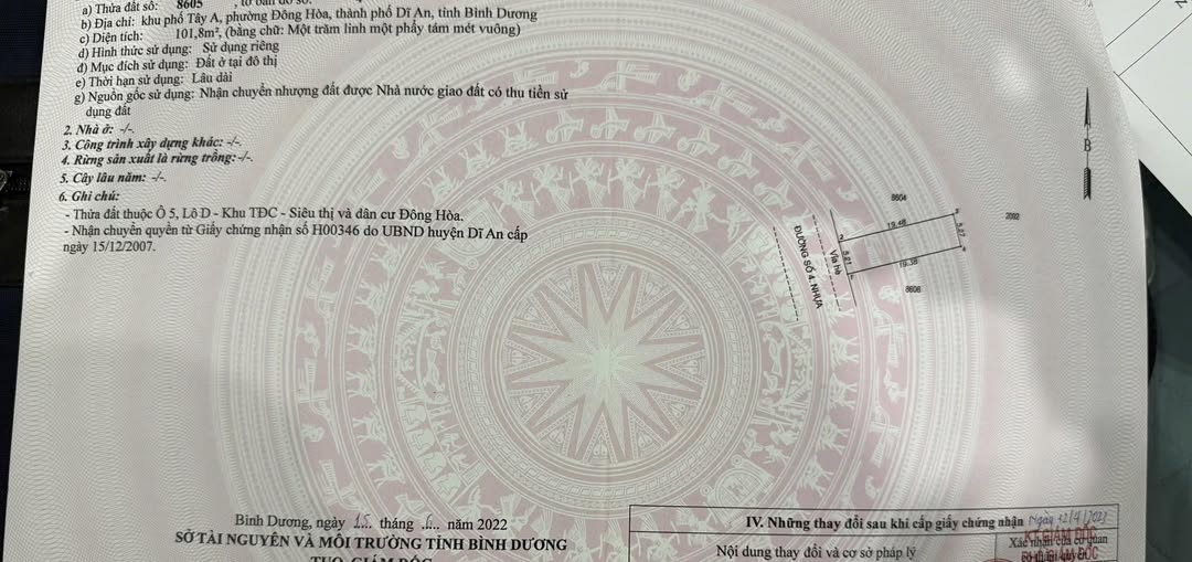 Đất nền đường số 4 phường Đông Hòa 101m² - Giá tốt, sổ đỏ chính chủ!