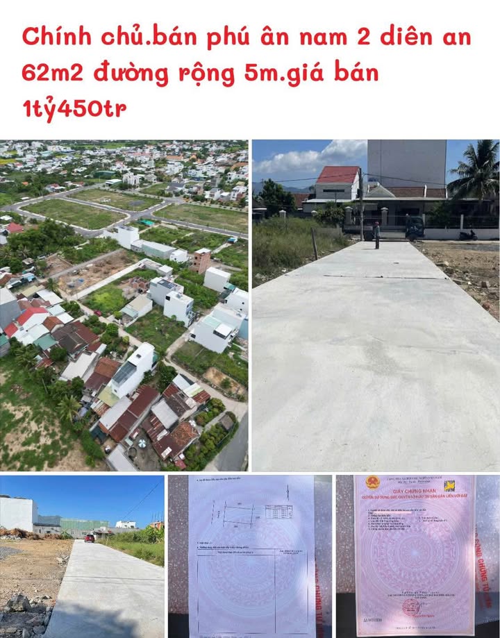 Đất thổ cư Phú Ân Nam 2, Diên An 62m² giá 1.45 tỷ - Cơ hội đầu tư tuyệt vời!