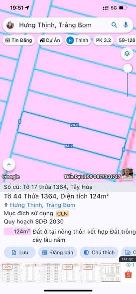 Đất nền Hưng Thịnh - Trảng Bom 120m² giá 820 triệu - Sổ đỏ chính chủ