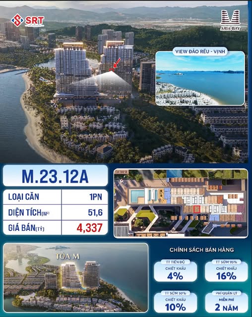 Căn hộ Aria Bay Hạ Long 51,6m² giá 3,974 tỷ - View biển tuyệt đẹp!