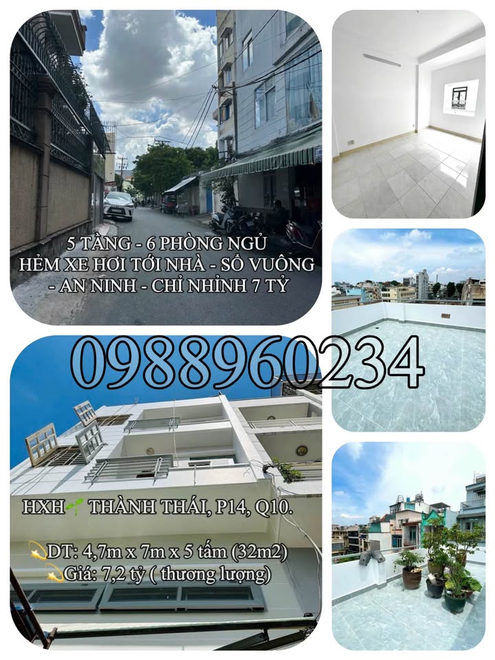 Nhà 5 tầng đường Thành Thái, P14, Q10 - 32m² giá 7.2 tỷ - Hẻm xe hơi tới nhà!