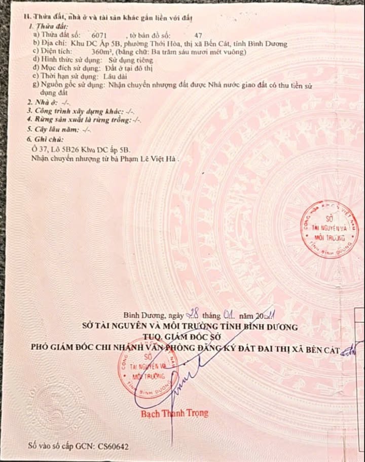 Đất nền Bến Cát 360m² giá 3.2 tỷ - Cơ hội đầu tư lý tưởng!