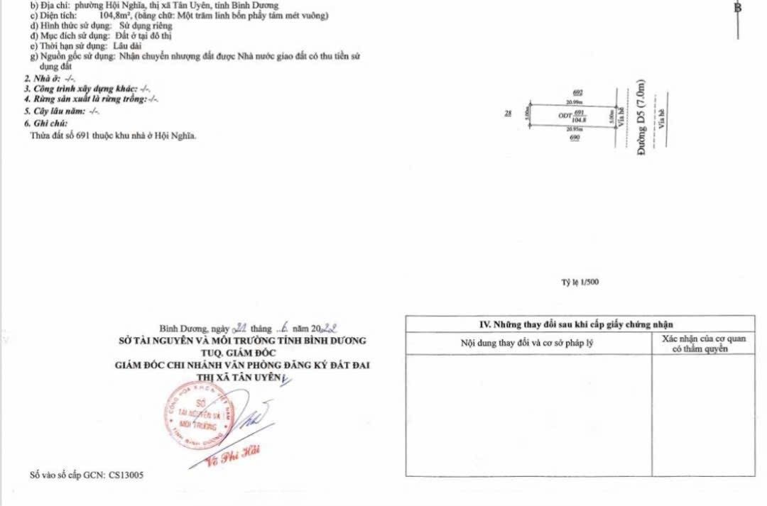 Đất nền Tân Uyên 104m² giá 1 tỷ - Đầu tư sinh lời ngay!