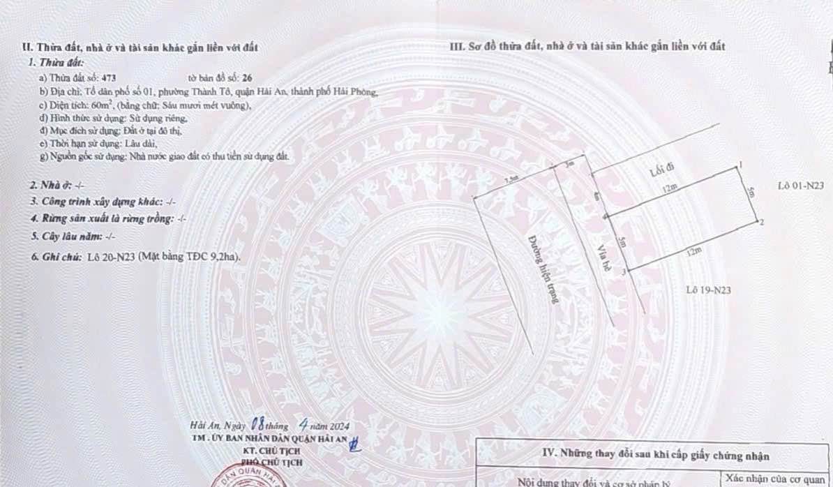 Đất nền 9,2 ha tại Hải An, Hải Phòng - Vị trí đắc địa, sổ đỏ chính chủ!