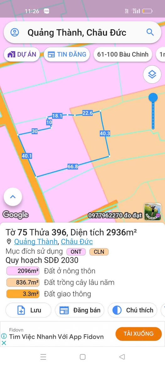Đất nền Quảng Thành, Châu Đức, 3000m² giá 3.3 tỷ - Đầu tư sinh lời ngay!