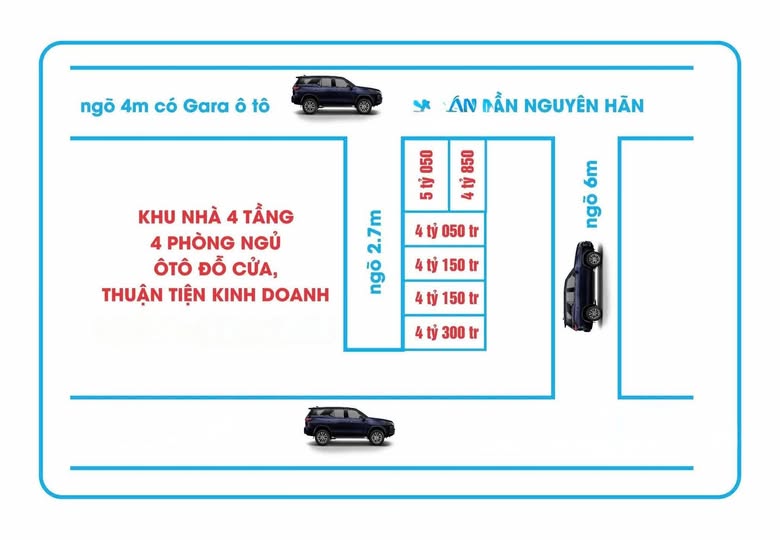 Nhà phố 4 tầng Trần Nguyên Hãn, Hải Phòng 45m² giá chỉ 4.05 tỷ - Đầu tư sinh lời!