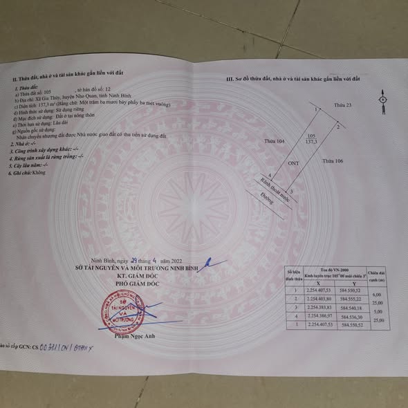 Đất nền Gia Thủy Nho Quan 137m² giá chỉ 5xx triệu - Gần trung tâm xã!