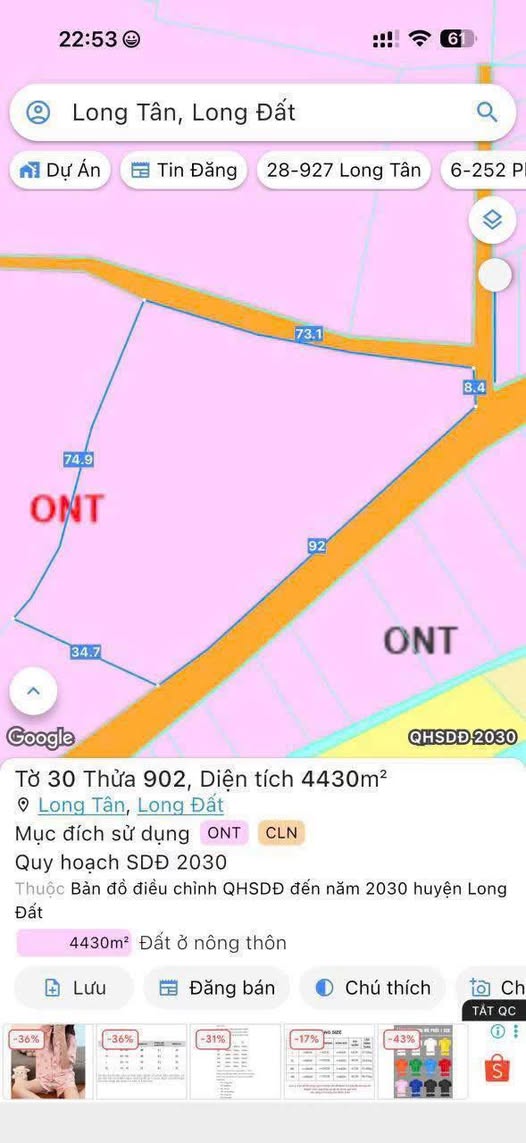 Đất nền Láng Dài Đất Đỏ 3200m² giá 2.85 tỷ - Cơ hội đầu tư vàng!