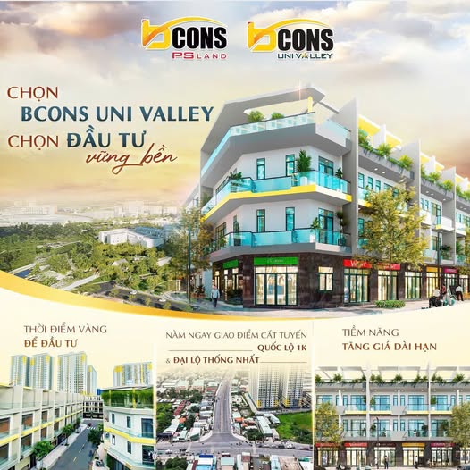 Shophouse BCONS UNI VALLEY Dĩ An 60m² giá 7.7 tỷ - Đầu tư vững bền ngay hôm nay!