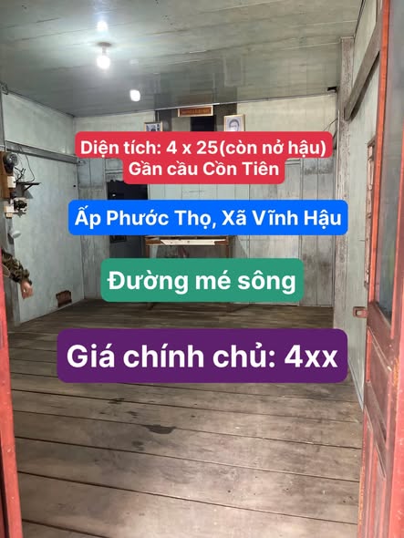 Nhà riêng ấp Phước Thọ, xã Vĩnh Hậu, 100m² giá 400 triệu - Chính chủ bán gấp!