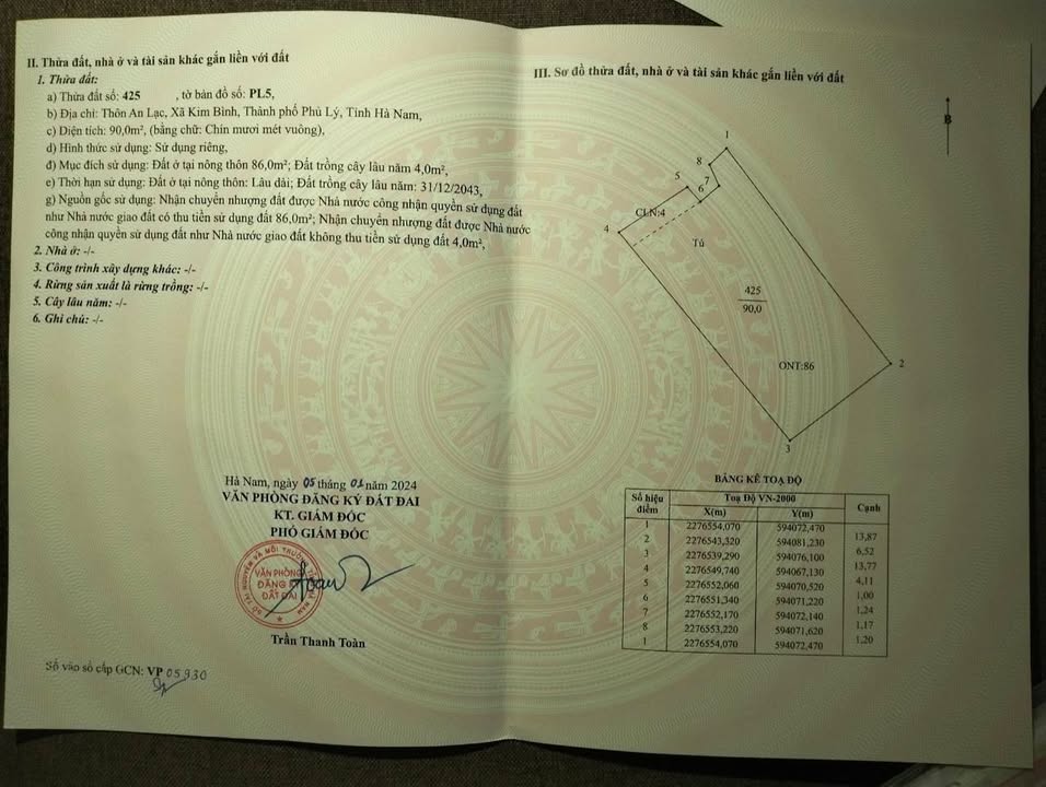 Đất nền An Lạc, Phù Vân 128m² giá chỉ 700 triệu - Cơ hội đầu tư tuyệt vời!