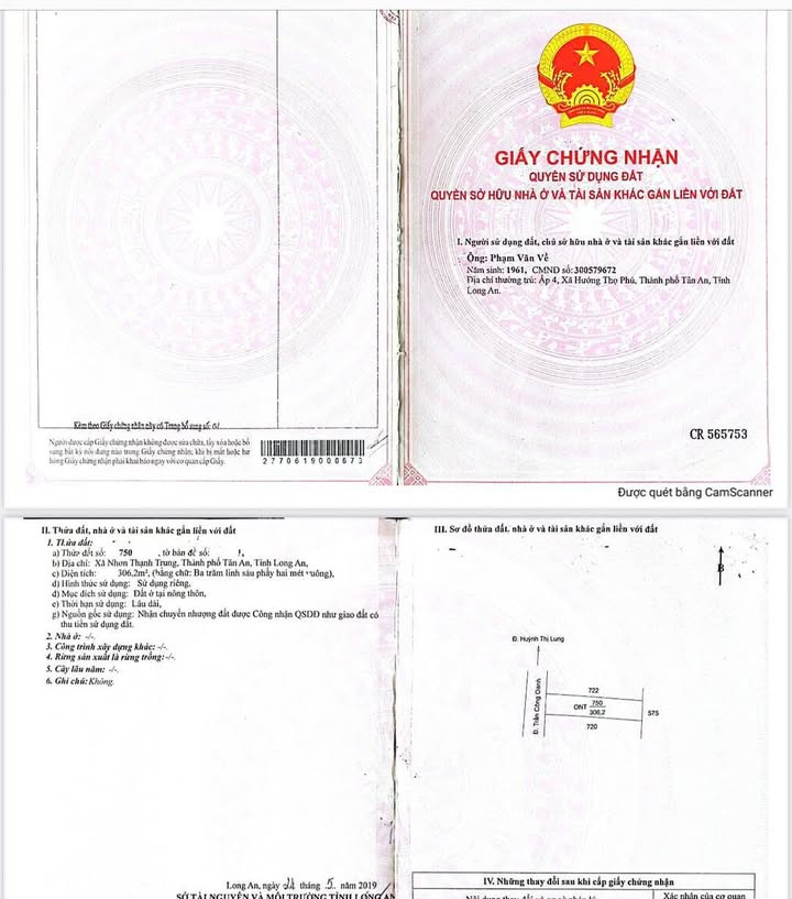 Đất thổ cư mặt tiền Trần Công Oanh, Tân An 308m² giá 1.6 tỷ - Cơ hội đầu tư tuyệt vời!