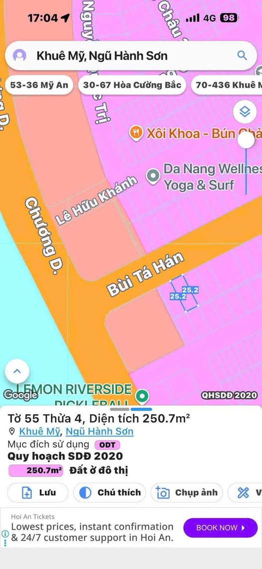 Biệt thự mặt tiền đường Bùi Tá Hán, quận Ngũ Hành Sơn, 250m² giá chỉ 23.5 tỷ - Cơ hội tốt không thể bỏ lỡ!