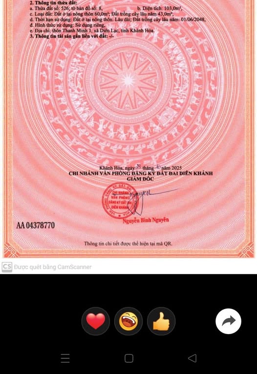 Đất Diên Lạc 103m² giá 740 triệu - Cơ hội đầu tư tuyệt vời!