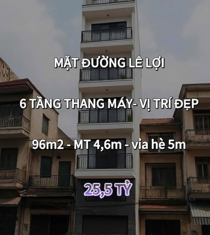 Nhà mặt phố Lê Lợi, Hải Phòng 96m² giá 25.5 tỷ - Vị trí đắc địa, đầu tư sinh lời!