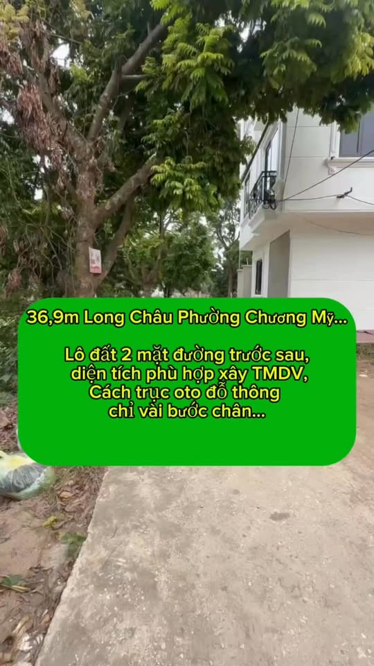 Đất nền 36.9m² đường Long Châu, Chương Mỹ - Giá chỉ 2 tỷ, đầu tư sinh lời!