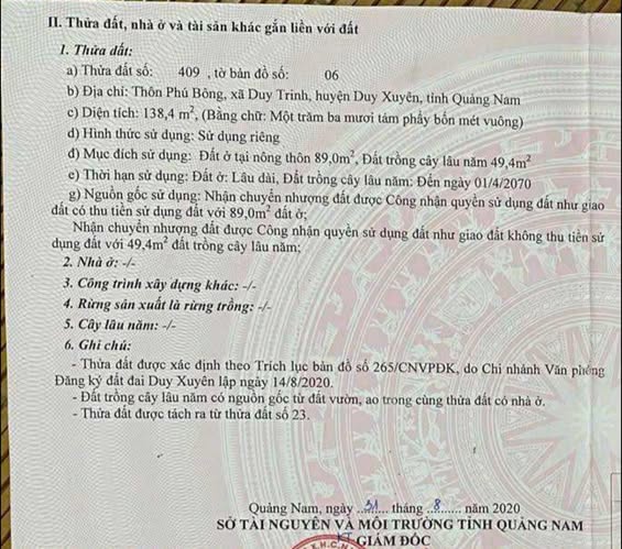 Đất nền Duy Trinh 138m² giá 3 tỷ - Sổ đỏ chính chủ, thích hợp đầu tư!