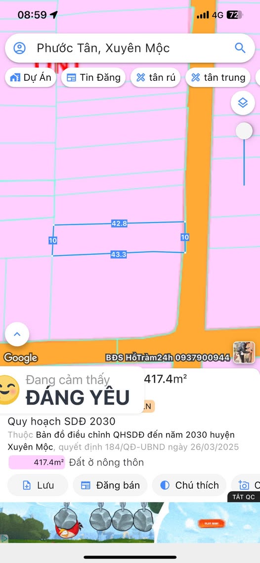 Đất nền Hồ Tràm 417m² giá 2 tỷ - Cơ hội đầu tư lý tưởng!