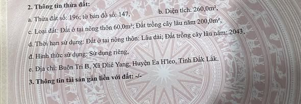 Đất thổ cư 250m² tại xã Ea Drăng, Đắk Lắk - Giá chỉ 590 triệu có thương lượng!