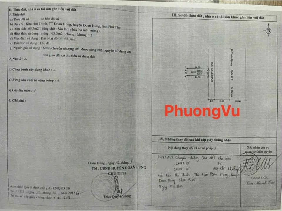 Đất nền Quốc Lộ 2 Đoan Hùng 69m² - Sổ đỏ chính chủ, giá tốt!