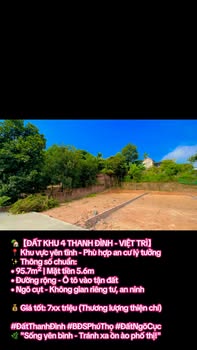Đất khu 4 Thanh Đình - Việt Trì 95.7m² giá 700 triệu - Không gian sống yên bình!