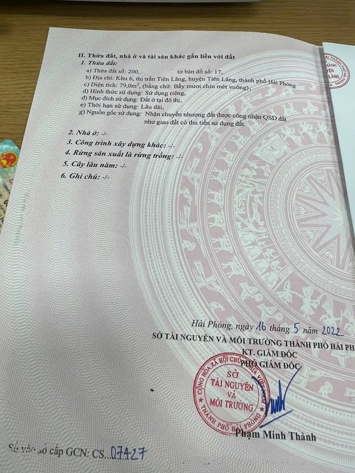 Đất nền khu phố 6, Tiên Lãng 79m² giá chỉ 1.5 tỷ - Cơ hội đầu tư tuyệt vời!