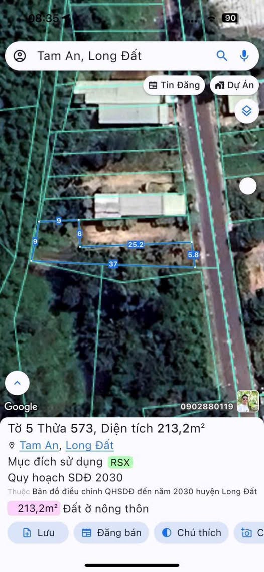 Đất nền Tam Phước - Long Điền 212,8m² giá 850 triệu - Cơ hội đầu tư tuyệt vời!