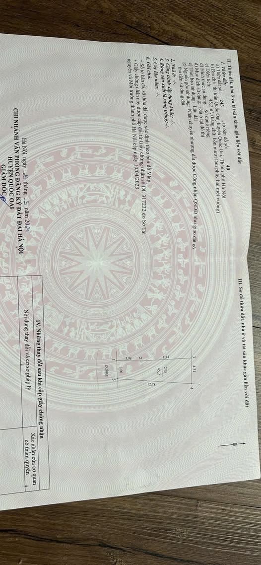 Đất nền chính chủ tại Thị Trấn Quốc Oai 45m² giá chỉ 3 tỷ - Đầu tư sinh lời ngay!